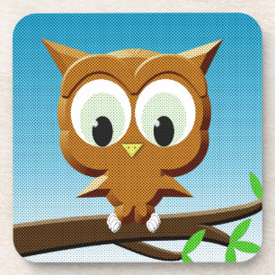 Newsprint Cartoon Owl Getränkeuntersetzer