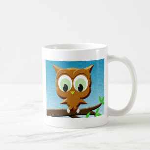 Newsprint Cartoon Owl Kaffeetasse
