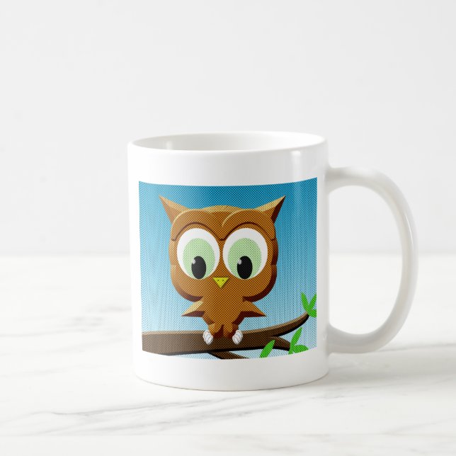 Newsprint Cartoon Owl Kaffeetasse (Rechts)