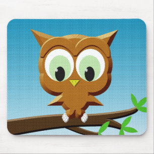 Newsprint Cartoon Owl Mousepad