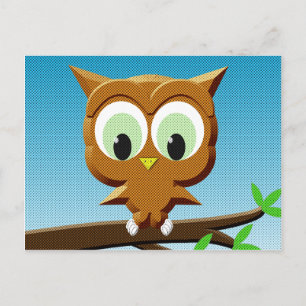 Newsprint Cartoon Owl Postkarte