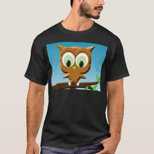Newsprint Cartoon Owl T-Shirt