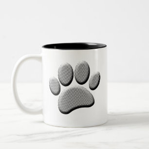 Newsprint Halftone Cartoon Dog Paw Prints Zweifarbige Tasse