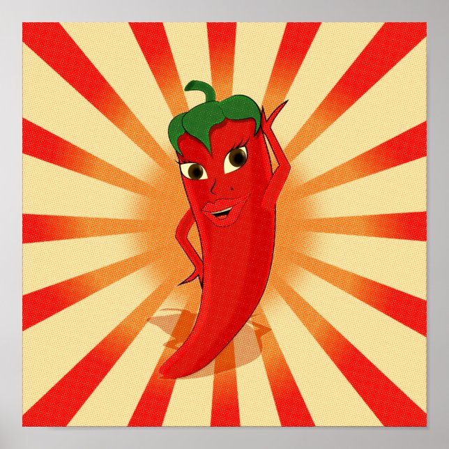 Newsprint halftones Red Pepper Diva Poster (Vorne)