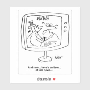 Newsreader mit Spate News on Television Cartoon. Aufkleber