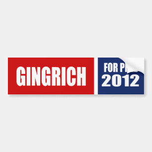 NEWT GINGRICH 2012 AUTOAUFKLEBER