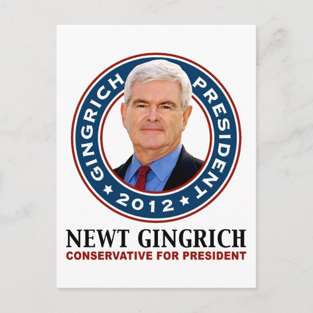 Newt Gingrich Konservativer für Präsident Postkarte (Vorderseite)