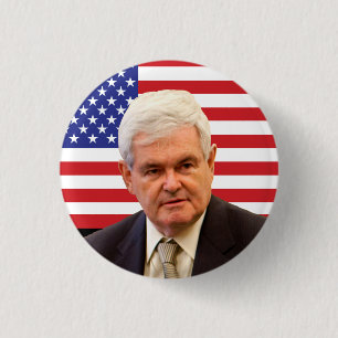 Newt Gingrich u. US-Flagge Button