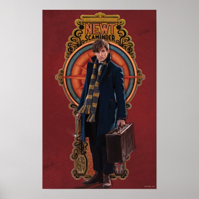 NEWT SCAMANDER™ Stehend Art Nouveau Panel Poster (Vorne)