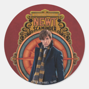 NEWT SCAMANDER™ Stehend Art Nouveau Panel Runder Aufkleber