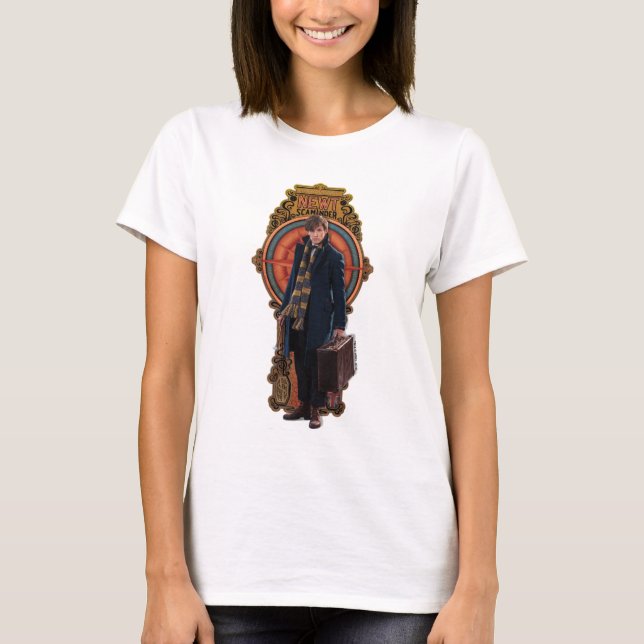 NEWT SCAMANDER™ Stehend Art Nouveau Panel T-Shirt (Vorderseite)