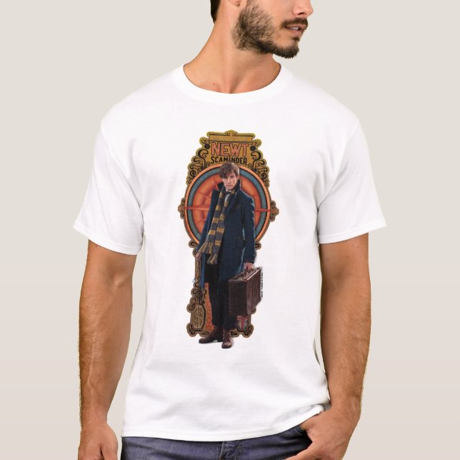 NEWT SCAMANDER™ Stehend Art Nouveau Panel T-Shirt (Vorderseite)