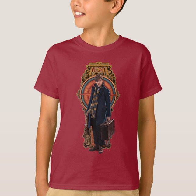 NEWT SCAMANDER™ Stehend Art Nouveau Panel T-Shirt (Vorderseite)