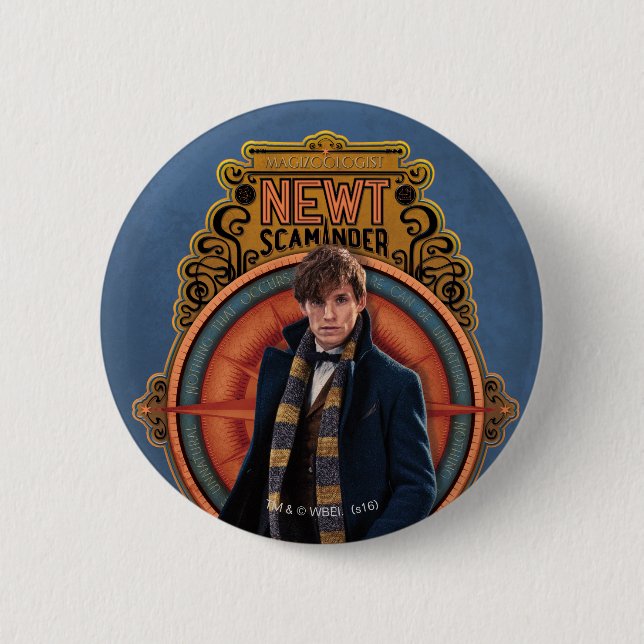 NEWT SCAMANDER™ Walking Art Nouveau Panel Button (Vorderseite)