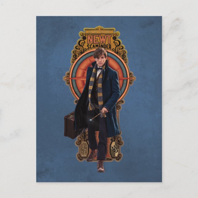 NEWT SCAMANDER™ Walking Art Nouveau Panel Postkarte (Vorderseite)