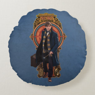 NEWT SCAMANDER™ Walking Art Nouveau Panel Rundes Kissen