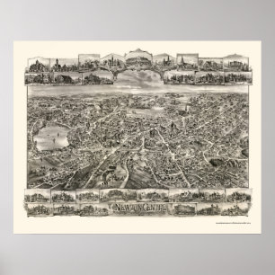 Newton Center, MA Panoramic Map - 1897 Poster