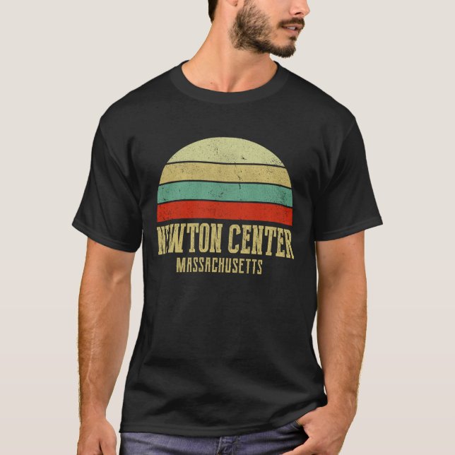 NEWTON CENTER MASSACHUSETTS Vintag Retro Sunset T-Shirt (Vorderseite)
