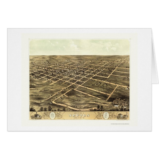 Newton, IA panoramische Karte - 1868 (Vorderseite (Horizontal))