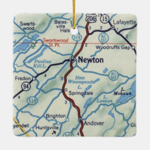 Newton NJ Retro Map Keramikornament