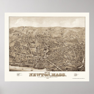 Newton, panoramische Karte MAs - 1878 Poster