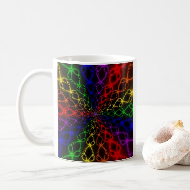 Newton Rainbow | Rainbow Fraktal Art Kaffeetasse (Mit Donut)