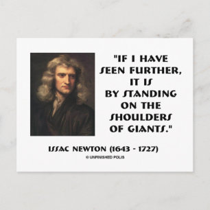Newton Stehend auf den Schultern von Riesen Postkarte