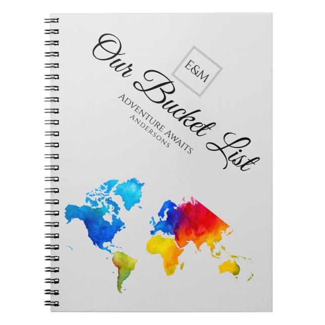 NewWeds BUCKET LIST World Travel Map Theme Notizblock (Vorderseite)
