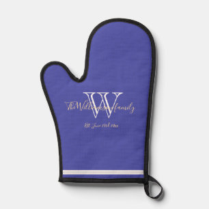NewWeds Geschenke Monogram Family Name Chic Blue Ofenhandschuh