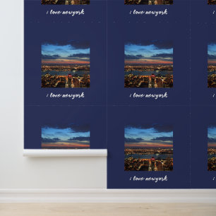 Newyork City Skyline Typografy Night Lights Foto Tapete