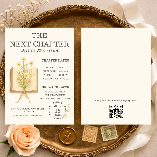 Next Chapter Begins QR Code Bridal Shower Einladung (Von Creator hochgeladen)