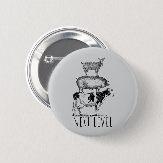 Next Level Goat Pig and Cow Sports Fan Button (Vorne & Hinten)
