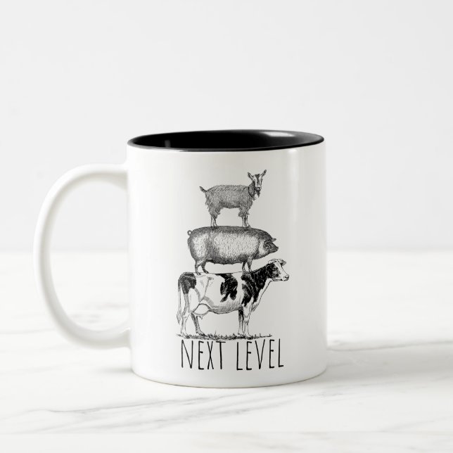 Next Level Goat Pig and Cow Sports Fan Zweifarbige Tasse (Links)