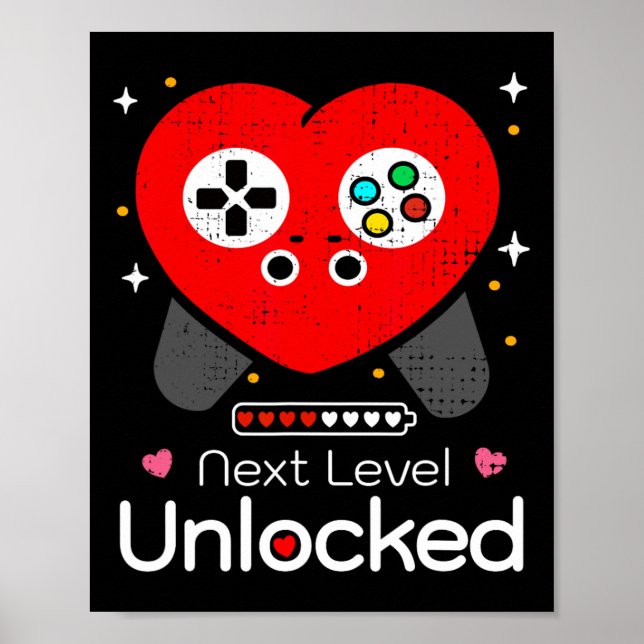 Next Level Unlocked Love Power Loading Game Heart  Poster (Vorne)