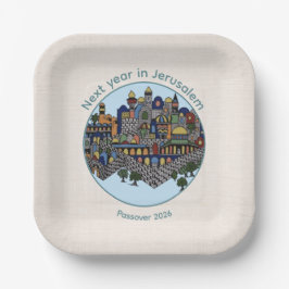 Next Year in Jerusalem Passover Seder Plate  Pappteller