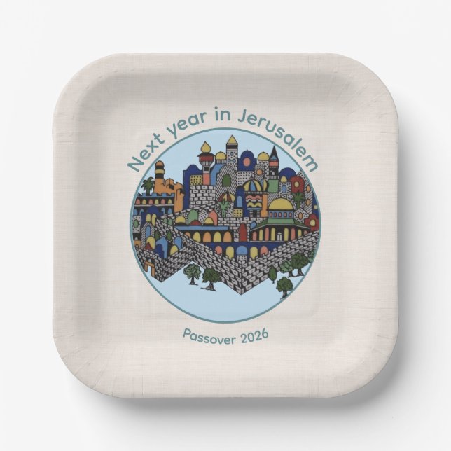 Next Year in Jerusalem Passover Seder Plate  Pappteller (Vorderseite)