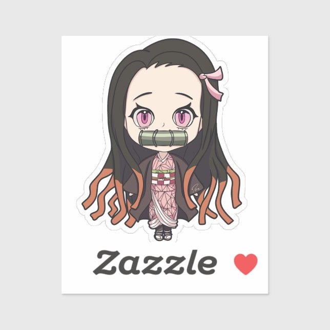 Nezuko - Demon Slayer Niedlich animierter Chibi Aufkleber (Blatt)