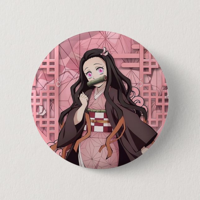 Nezuko Kamado Brosche aus dem Anime Demon Slayer. Button (Vorderseite)