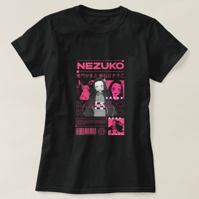 Nezuko Kamado // Neon Synthwave T-Shirt (Design vorne)