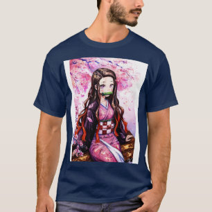 Nezuko Wasserfarben Unterhalb des Sakura Der Dämon T-Shirt