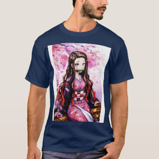 Nezuko Wasserfarben Unterhalb des Sakura Der Dämon T-Shirt