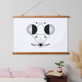 Nezumi Zodiac Tapestes - Geometrischer Geist, Kuns Wandteppich Mit Holzrahmen