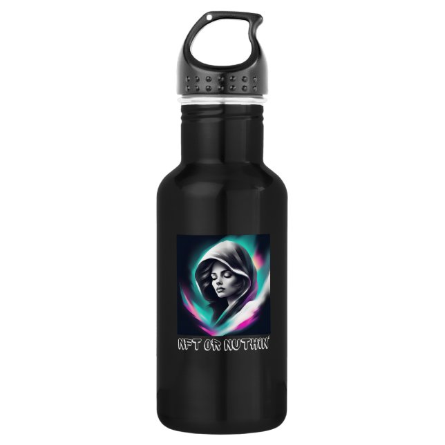 NFT oder Nuthin" Bold Crypto & Digital Art Design Edelstahlflasche (Vorderseite)
