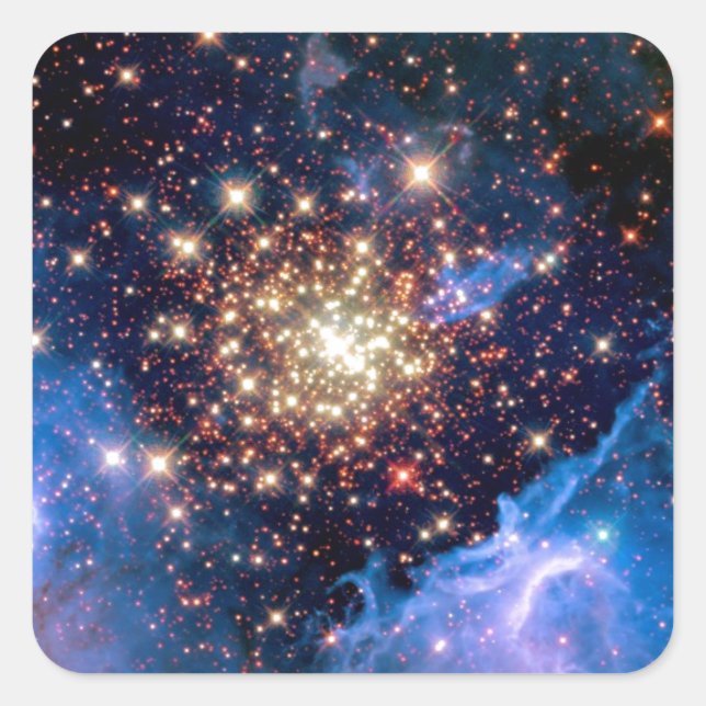 NGC 3603 Star Cluster - NASA Hubble Space Foto Quadratischer Aufkleber (Vorderseite)