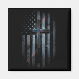 Nge Amerikanische Flagge Und Kreuz Glaube Familie Magnet