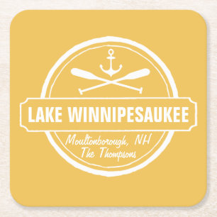 NH Lake Winnipesaukee Sonderstadt, Name, Anker Rechteckiger Pappuntersetzer