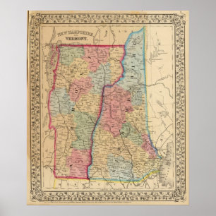 NH, Vermont-Karte durch Mitchell Poster