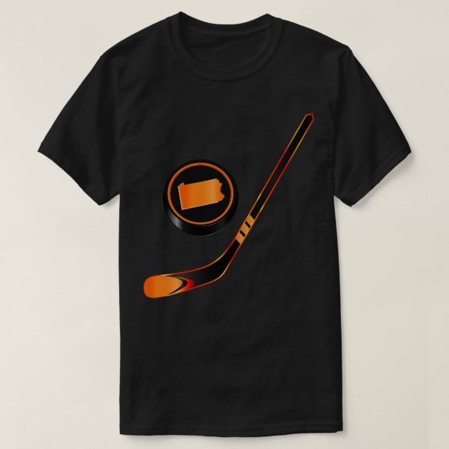 NHL PA Black Orange Stick and Puck T-Shirt (Design vorne)