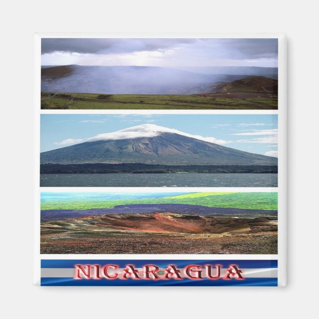 NI006 NICARAGUA, Mosaik, Vulkan, Amerika, Kühlschr Magnet (Vorne)