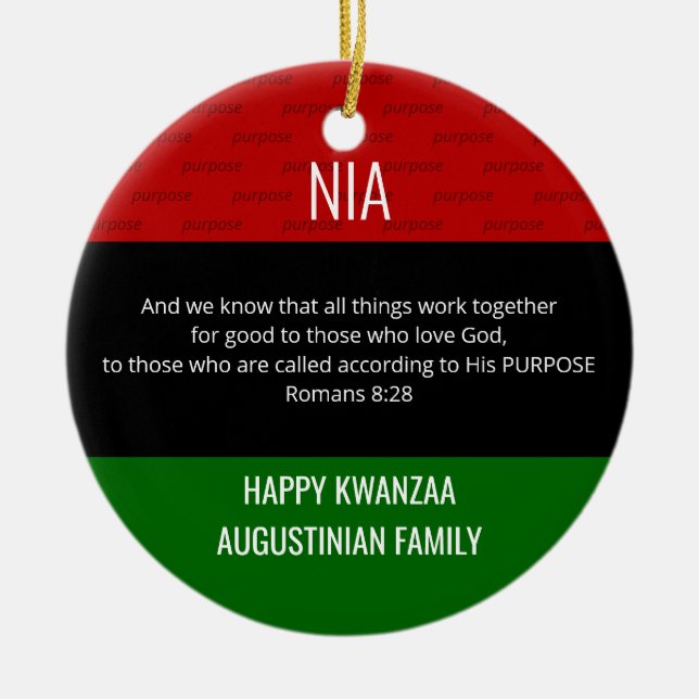 NIA Purpose Kwanzaa Keramik Ornament (Vorne)